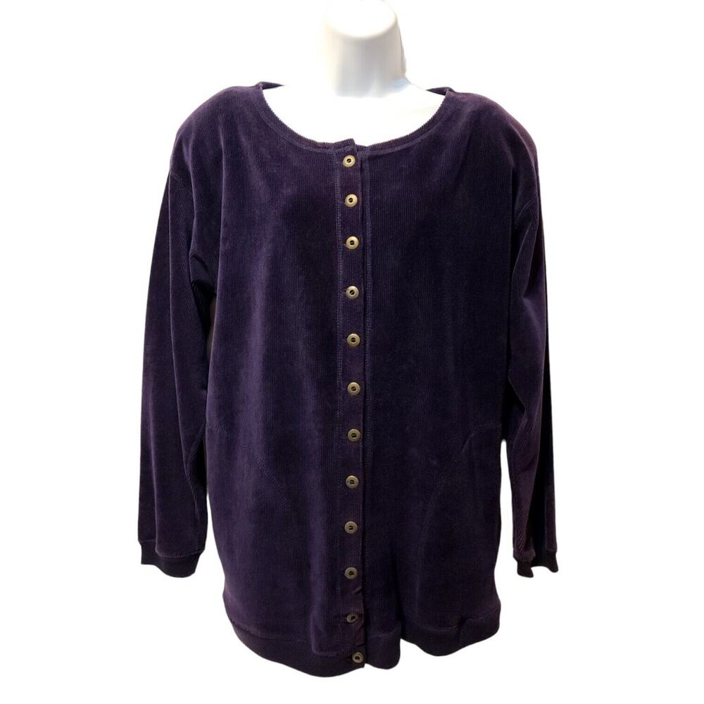 Needle & Thread Womens Size S Button-Up Shirt Jacket Purple Chenille Pockets